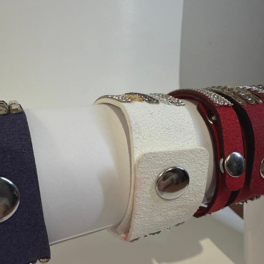 5 - Rhinestone Bracelets- Faux Leather - Picture 6 of 6